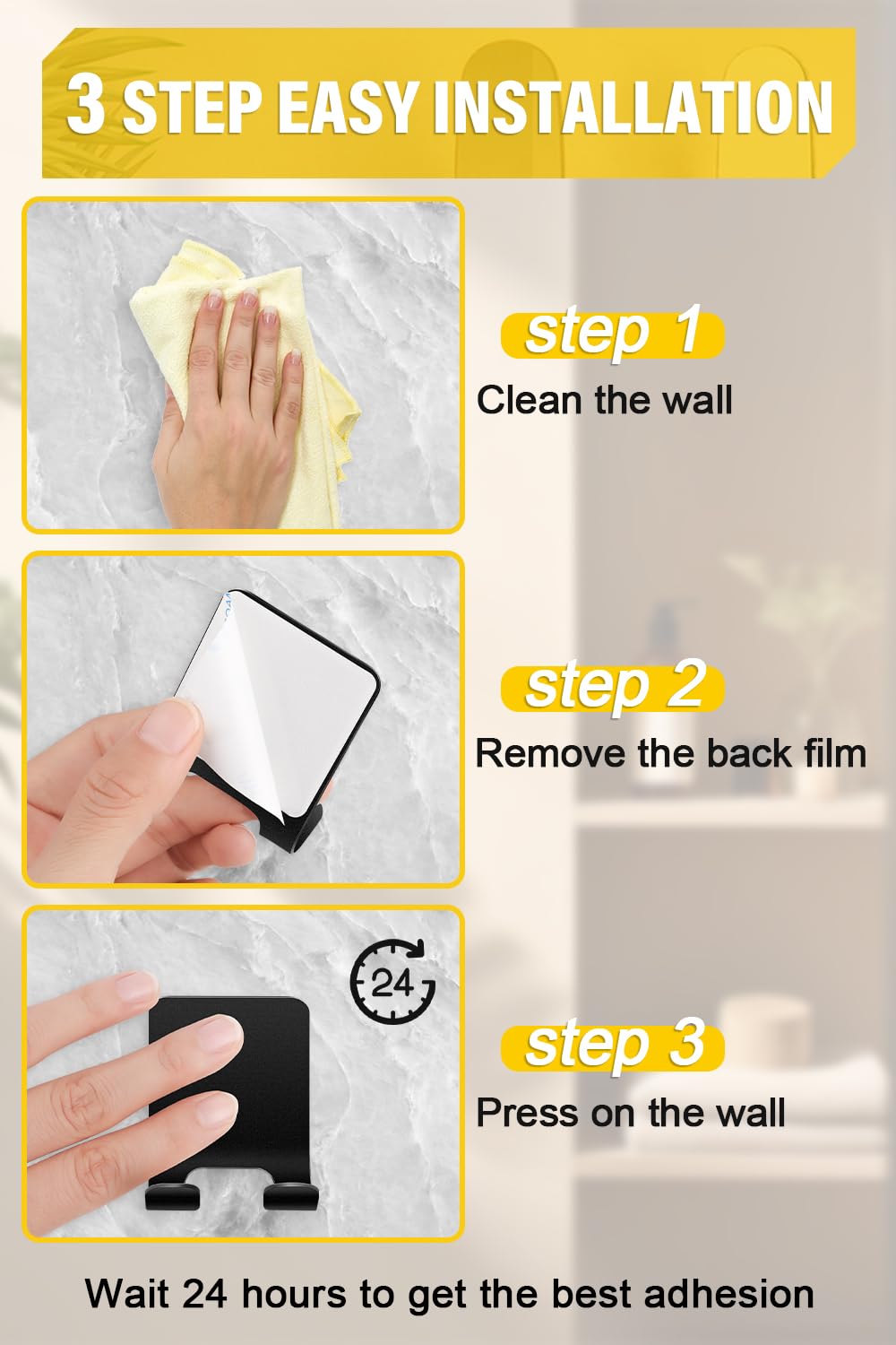 2 Stück Rasierer Halterung Dusche/Handtuchhalter ohne Bohren (Selbstklebend,Klebehaken)