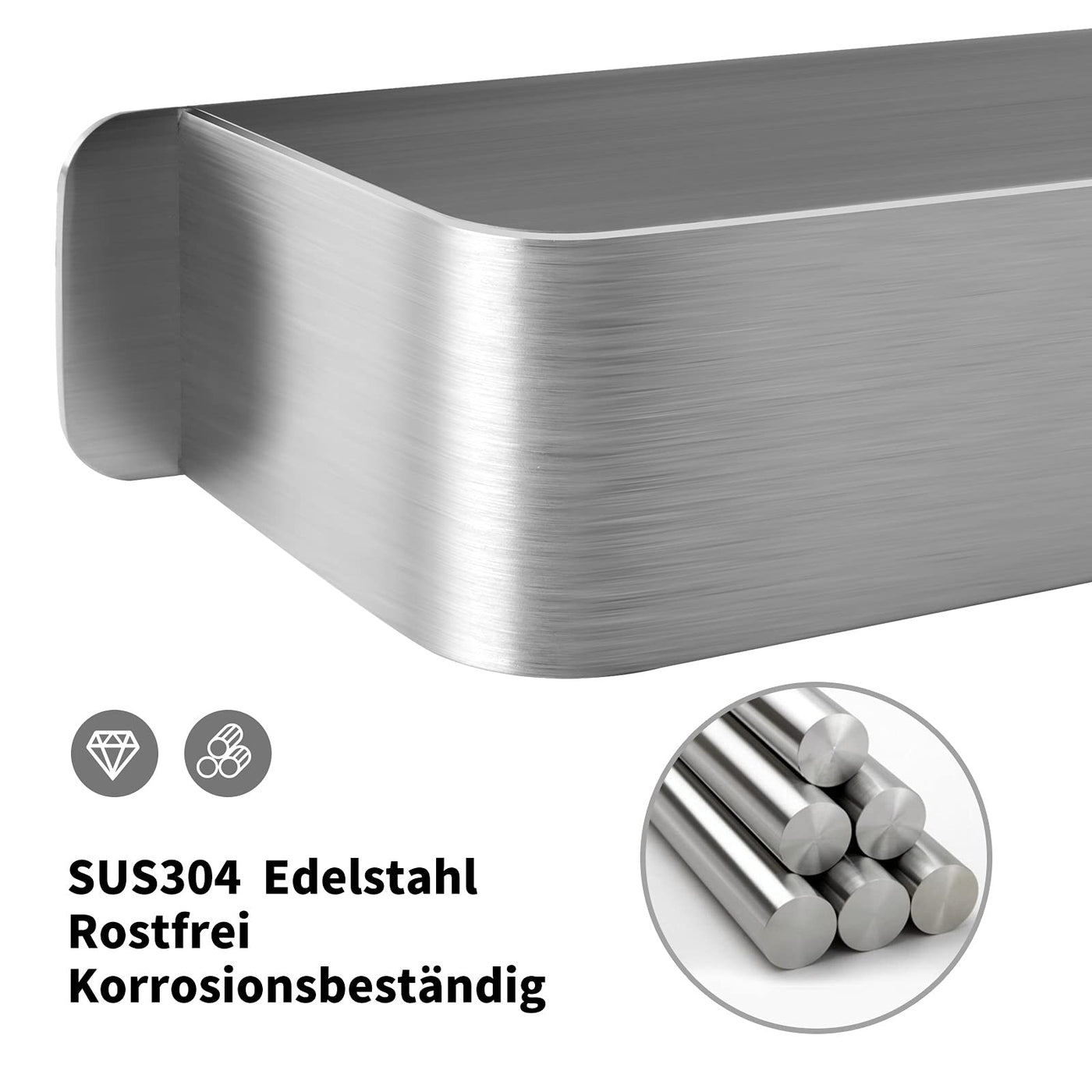 Towel Holder, No Drilling, Guest Towel Holder, Self-Adhesive, Bath Towel Holder, Stainless Steel Towel Holder, Wall Mounting (Black, 42 cm)