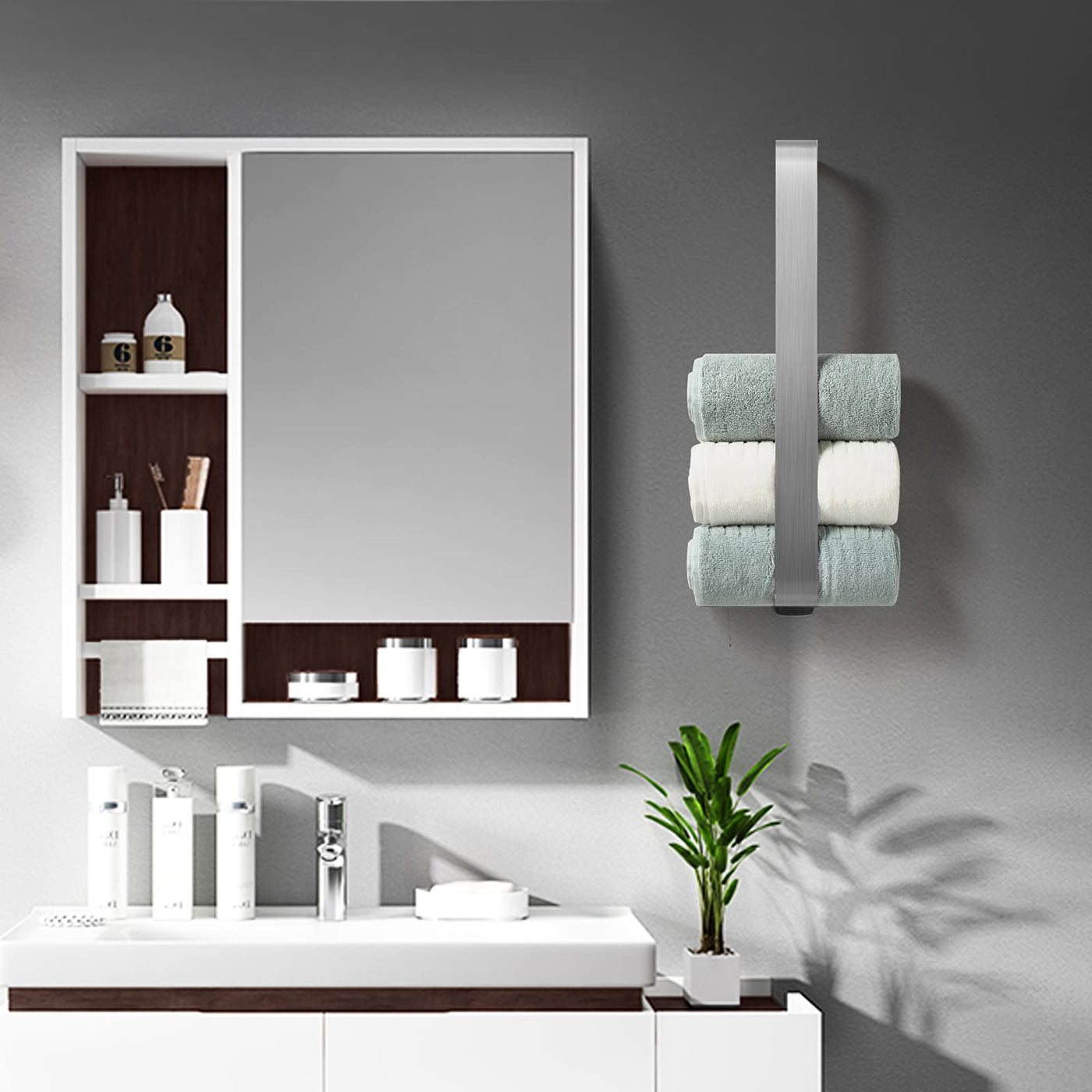 Towel Holder, No Drilling, Guest Towel Holder, Self-Adhesive, Bath Towel Holder, Stainless Steel Towel Holder, Wall Mounting (Black, 42 cm)