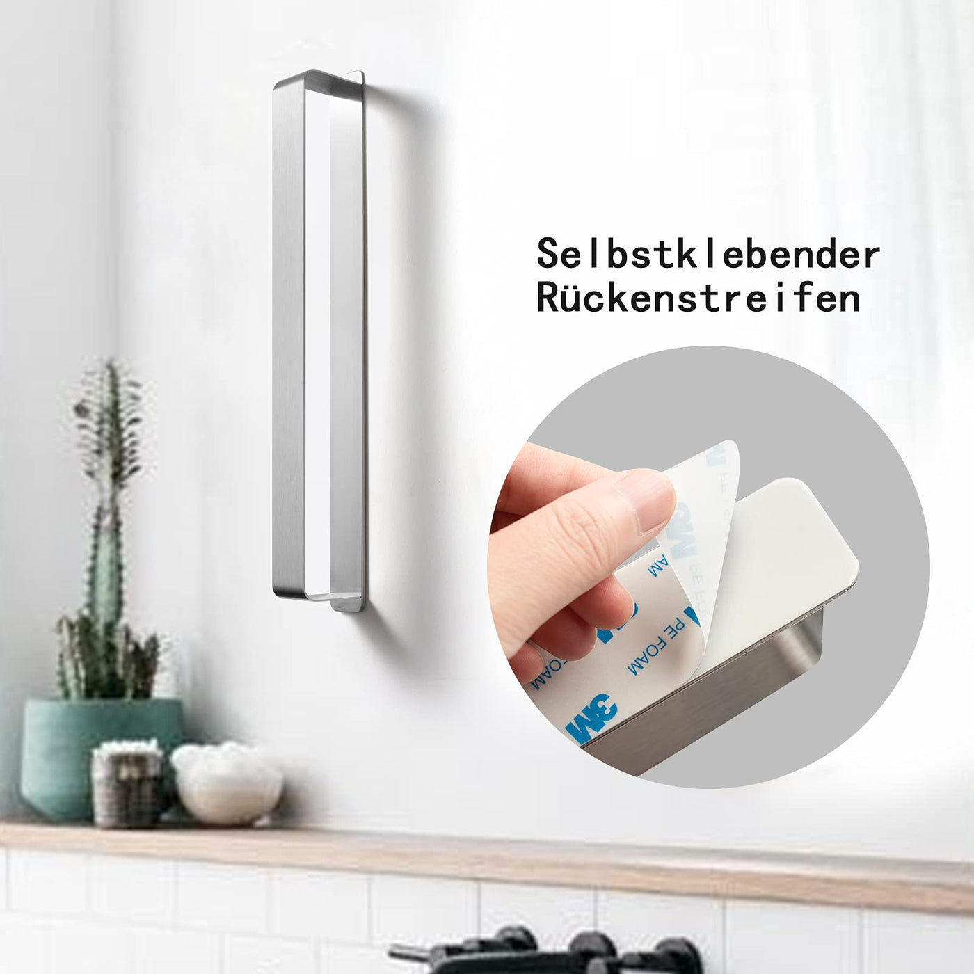 Towel Holder, No Drilling, Guest Towel Holder, Self-Adhesive, Bath Towel Holder, Stainless Steel Towel Holder, Wall Mounting (Black, 42 cm)