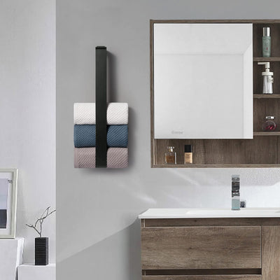 Towel Holder, No Drilling, Guest Towel Holder, Self-Adhesive, Bath Towel Holder, Stainless Steel Towel Holder, Wall Mounting (Black, 42 cm)