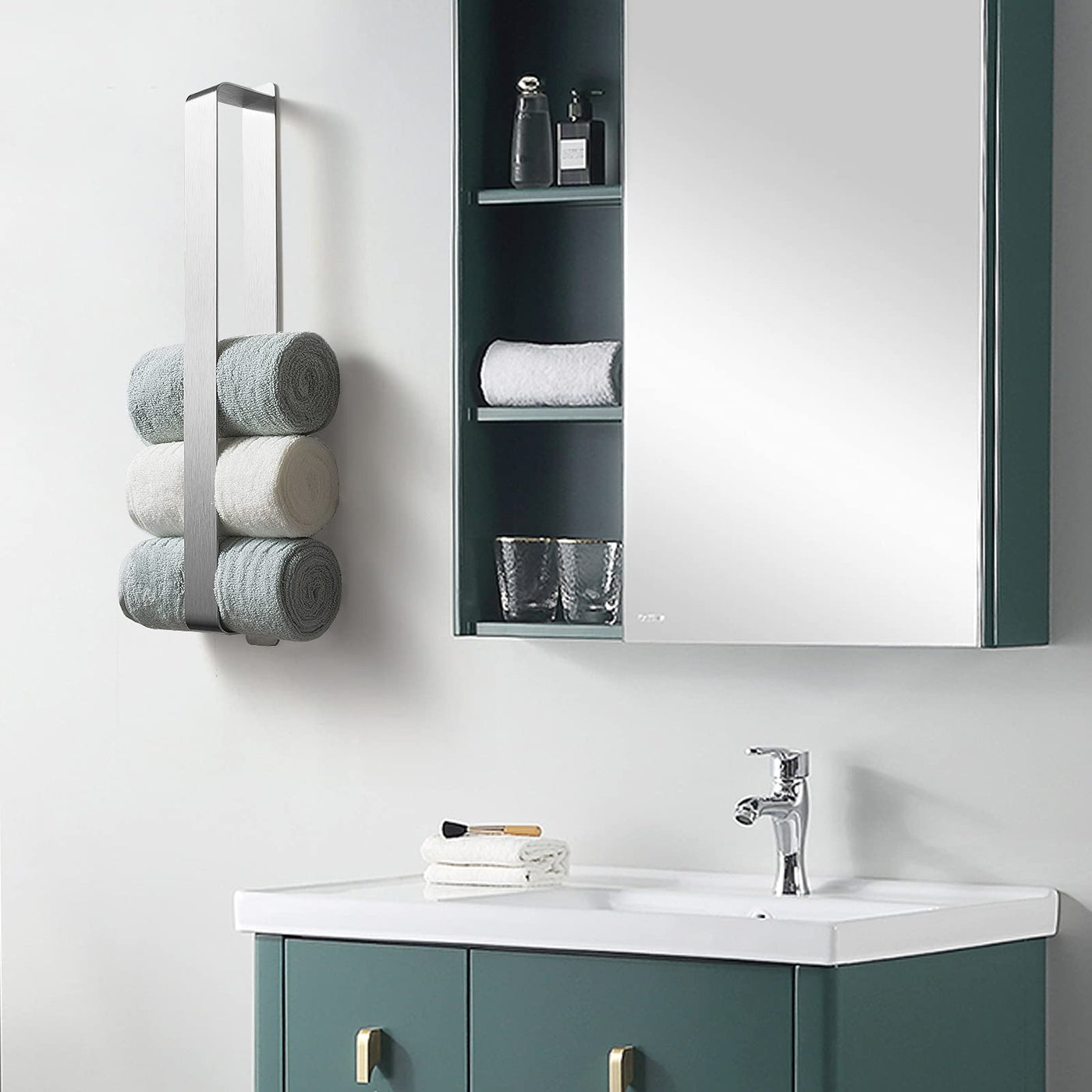 Towel Holder, No Drilling, Guest Towel Holder, Self-Adhesive, Bath Towel Holder, Stainless Steel Towel Holder, Wall Mounting (Black, 42 cm)