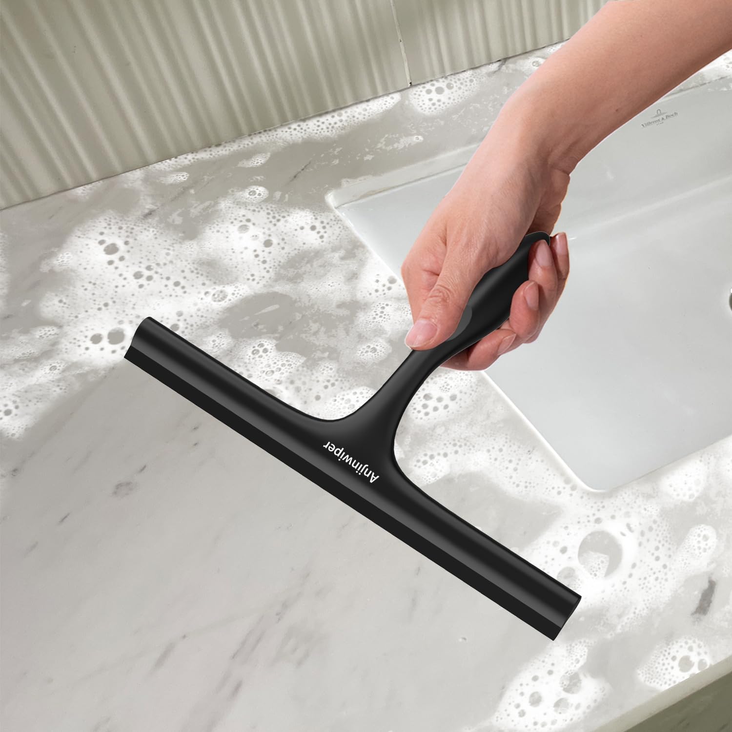 Fensterwischer mit Halterung (Perfekt für Dusche, Fenster,Glas)