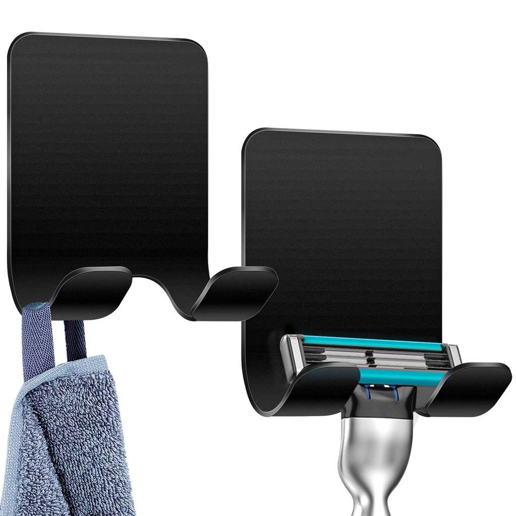 2 Stück Rasierer Halterung Dusche/Handtuchhalter ohne Bohren (Selbstklebend,Klebehaken)