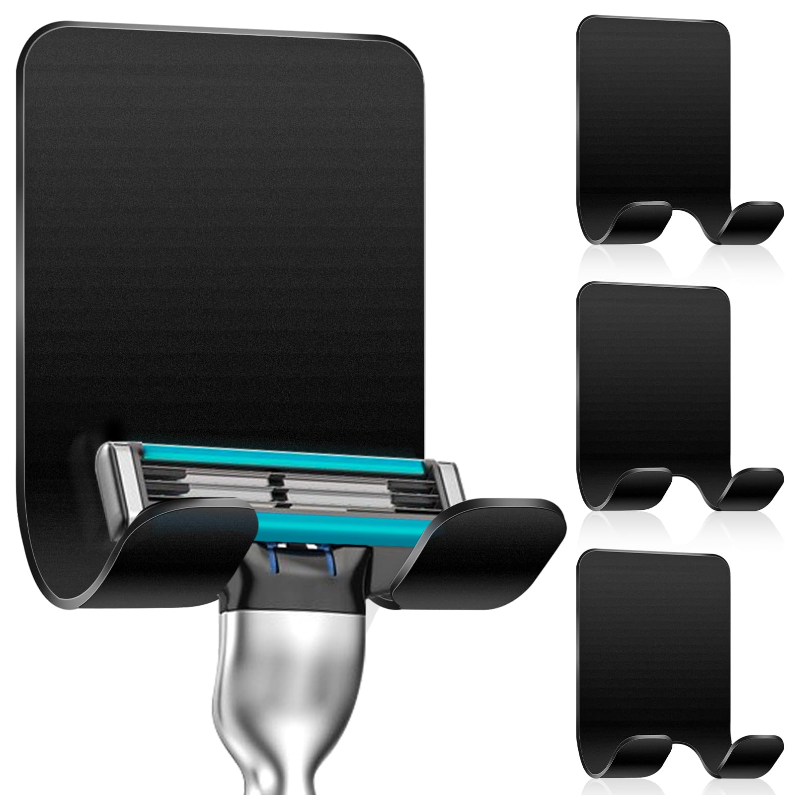 2 Stück Rasierer Halterung Dusche/Handtuchhalter ohne Bohren (Selbstklebend,Klebehaken)