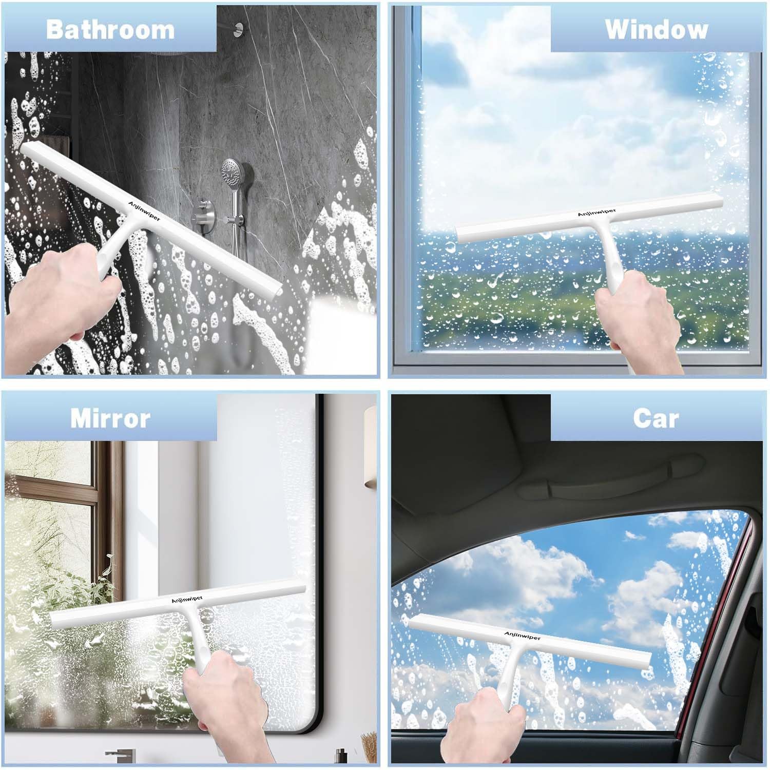 Fensterwischer mit Halterung (Perfekt für Dusche, Fenster,Glas)