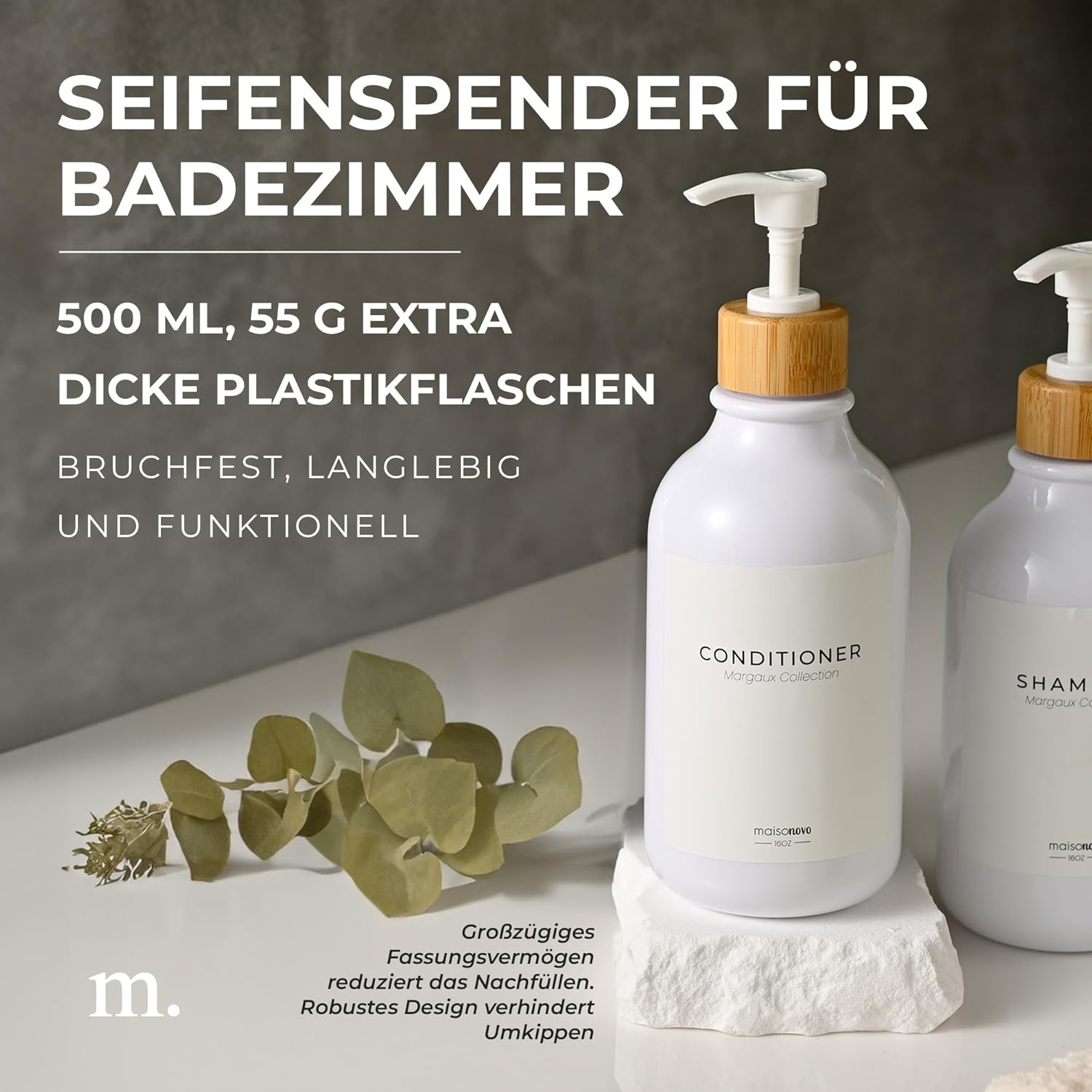 MaisoNovo Shampoo Flaschen zum Befüllen - Seifenspender
