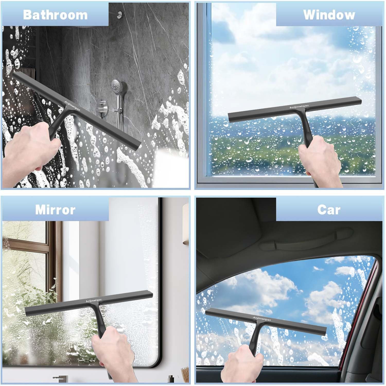 Fensterwischer mit Halterung (Perfekt für Dusche, Fenster,Glas)
