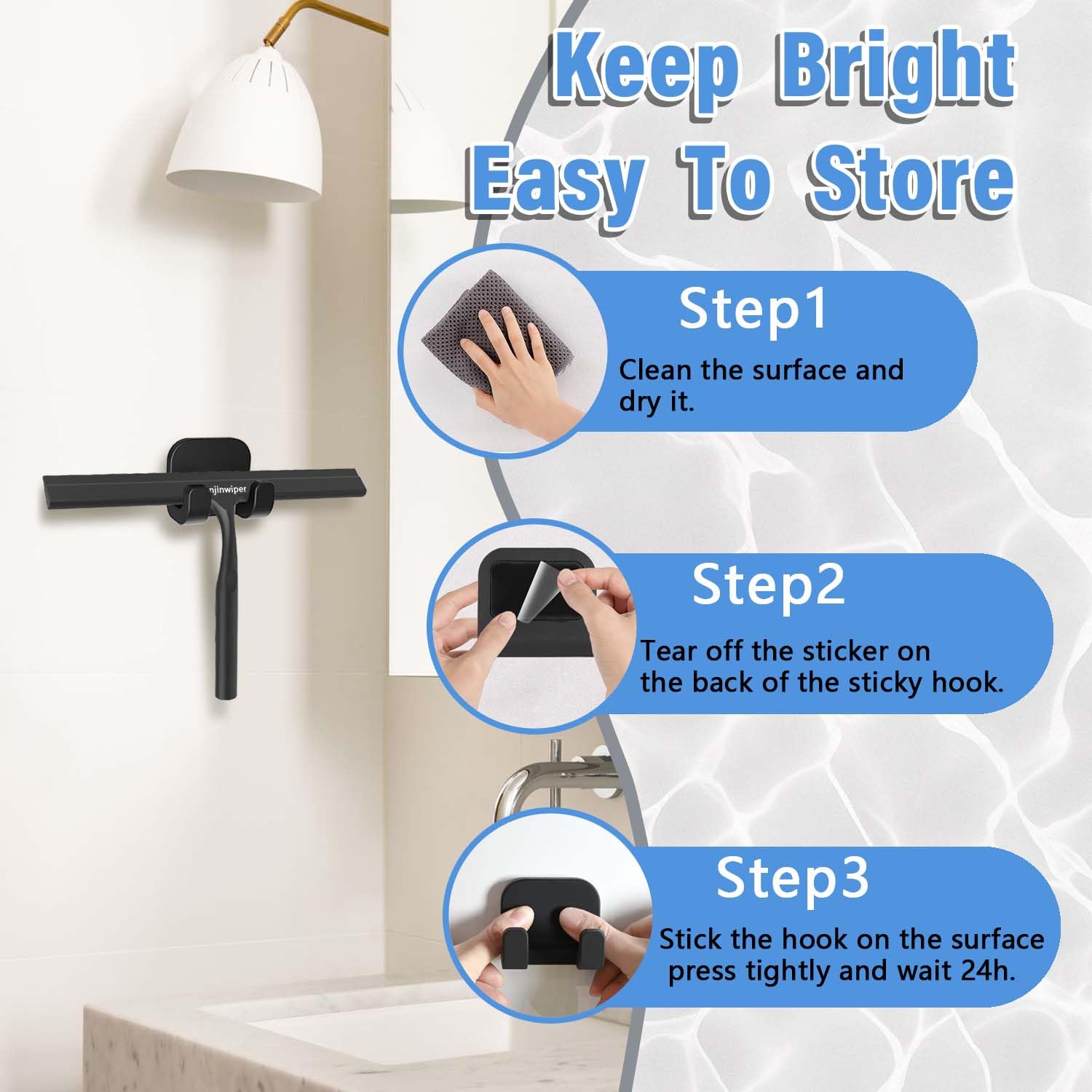 Fensterwischer mit Halterung (Perfekt für Dusche, Fenster,Glas)