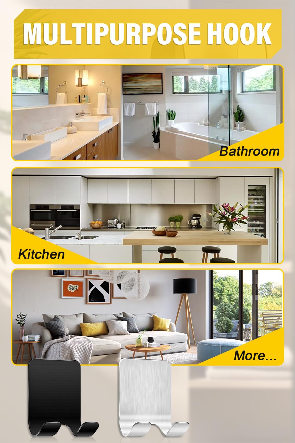 2 Stück Rasierer Halterung Dusche/Handtuchhalter ohne Bohren (Selbstklebend,Klebehaken)