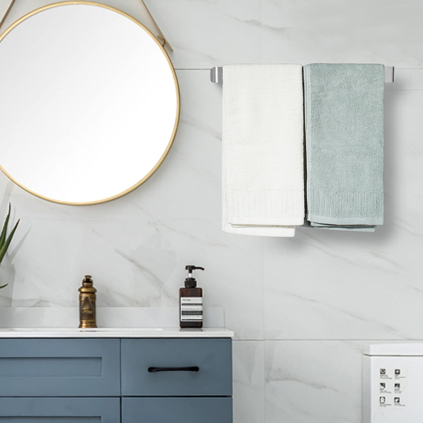 Towel Holder, No Drilling, Guest Towel Holder, Self-Adhesive, Bath Towel Holder, Stainless Steel Towel Holder, Wall Mounting (Black, 42 cm)