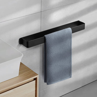 Towel Holder, No Drilling, Guest Towel Holder, Self-Adhesive, Bath Towel Holder, Stainless Steel Towel Holder, Wall Mounting (Black, 42 cm)