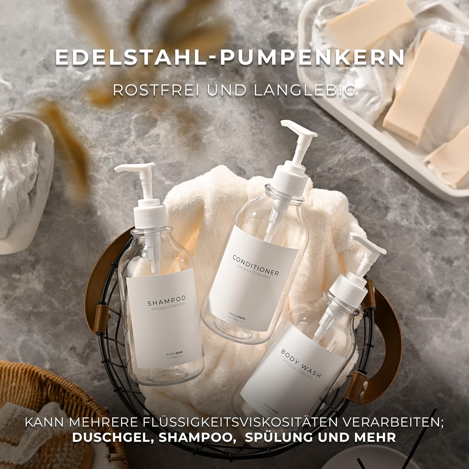 MaisoNovo Shampoo Flaschen zum Befüllen - Seifenspender