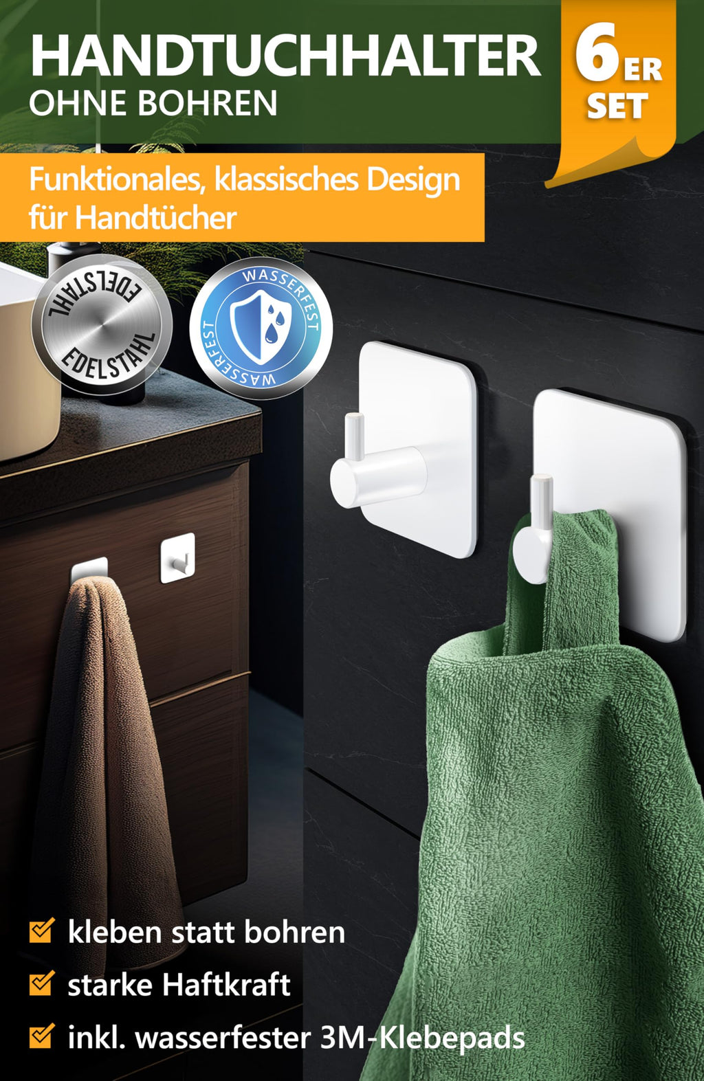 Handtuchhalter ohne Bohren - 4smile