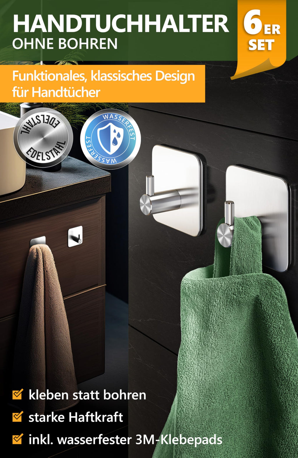 Handtuchhalter ohne Bohren - 4smile