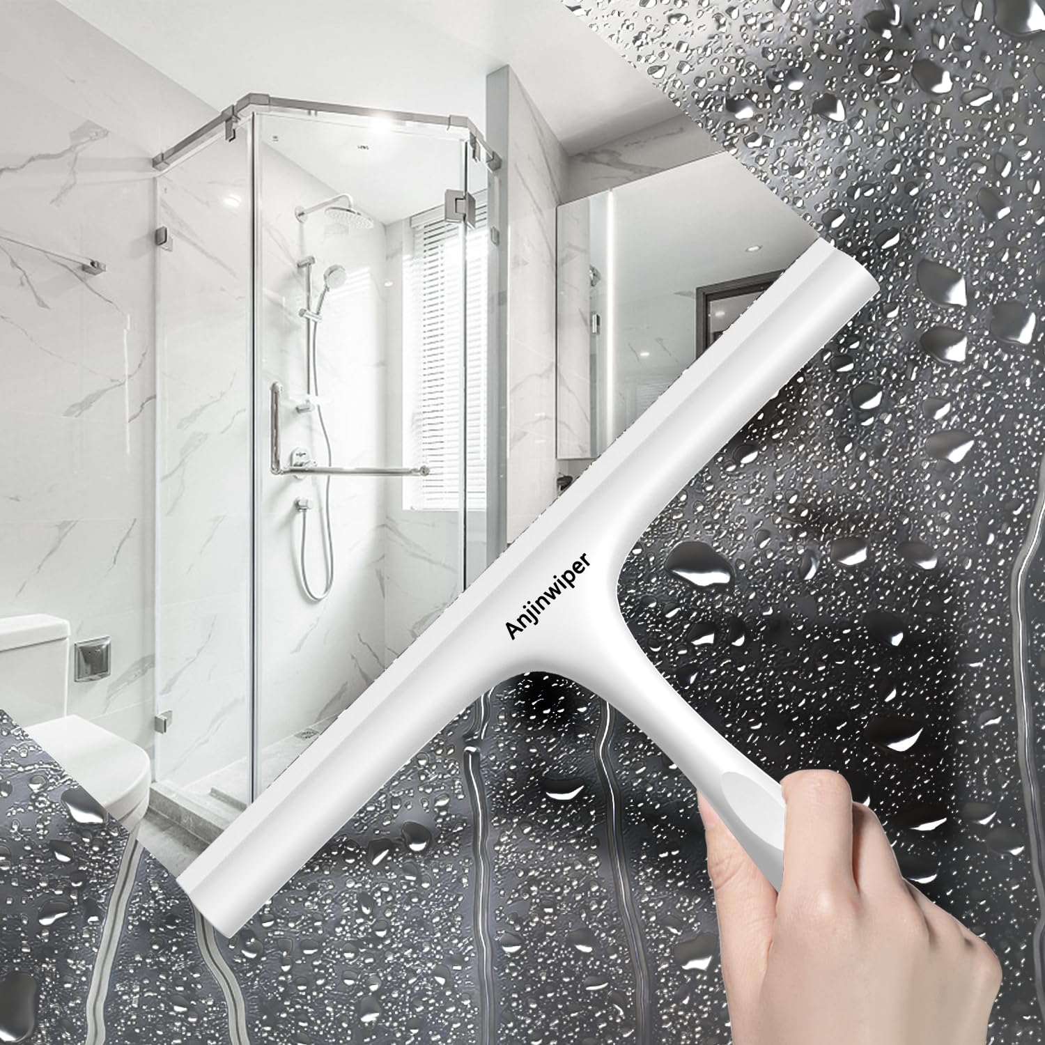 Fensterwischer mit Halterung (Perfekt für Dusche, Fenster,Glas)