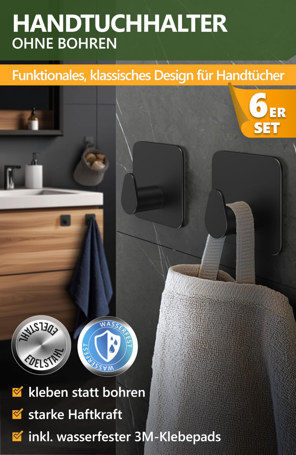 Handtuchhalter ohne Bohren - 4smile